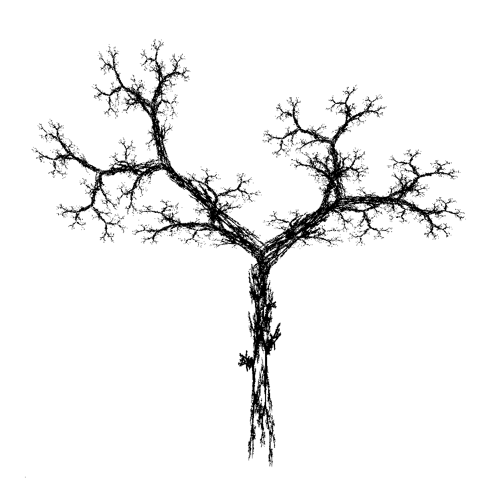 An Iterated Function System rendered with Fernery that resembles a tree